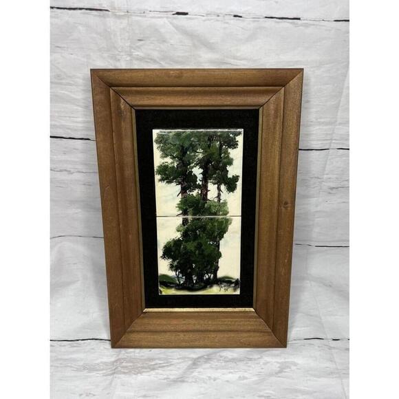 Clyde Gray Other - Vintage 1978 Signed By Clyde E. Gray Framed Painting On Porcelain Tiles BEAUTY